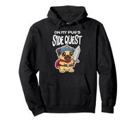 On My Pug's Side Quest Funny Gamer Dog Adventure Pullover Hoodie
