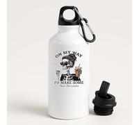 On My Way to Make Some Bad Decisions Water Bottle with Roses and Feathers Gothic Stainless Steel Flask Unique Skull Design Gift for Him or Her Reusable Leakproof for Hot or Cold Drinks - White
