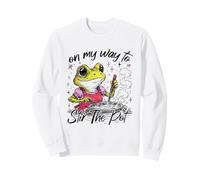 On My Way To Stir The Pot Frog Meme Sarcastic Sayings Women Sweatshirt