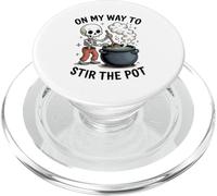On My Way To Stir The Pot Skeleton Cauldron Humorous PopSockets PopGrip for MagSafe