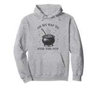 On My Way To Stir The Pot Witch Cauldron Pullover Hoodie