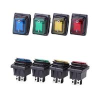 On off 16A/250V Heavy Duty 4 pin DPST IP67 Sealed Waterproof T85 Auto Boat Marine Toggle Rocker Switch with LED 12V 220V 30x22(Green,5V)