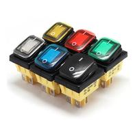 On Off 30A/250V Heavy Duty 4 Pin IP67 Sealed T85 Auto Boat Marine Toggle Rocker Switch With LED 12V 220V 30x22 5Pcs(Screw foot Green,110V)