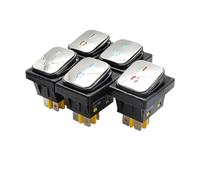 On Off 30A 250v Heavy Duty 4 Pin T85 IP67 Sealed Rocker Switch With Led 12V 24V 110V 220V 380V Stainless Steel 5Pcs(Green,380V)