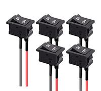 On/Off Boat Rocker Switch 10Pcs Round Rocker Switch ON Off Switch 12V Toggle Switches 2Pin SPST with Pre-Wired 6A/250V 10A/125V AC for Boat, Car etc.KCD1-X-Y(5PCS)