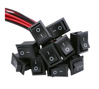 On/Off Boat Rocker Switch 10Pcs Round Rocker Switch ON Off Switch 12V Toggle Switches 2Pin SPST with Pre-Wired 6A/250V 10A/125V AC for Boat, Car etc.KCD1-X-Y(10PCS)