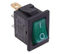 On-Off Illuminated Rectangle Rocker Switch DPST 230V 2 Position Snap in Mounting 4.8mm Quick Connect Terminals DIY Hobby Electronics (Green)