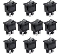 On/Off Mini Boat Rocker Toggle Switch,10pcs AC 250V/6A,125V/10A,ON/Off DPST 4-pin 2-position Mini Snap Switch(Preto)