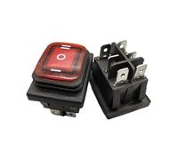 On/Off Mini Boat Rocker Toggle Switch,1pcs Kcd4-203 20A / 250VAC 30x22 Waterproof 6-pin DPDT on Off on 12V 220V red Green LED Light(Red,12V)