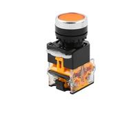 ON-OFF Momentary/Latching Push Button Switch 22mm 4 Screws Circular Small Size Flat Round Panel Cutout LA38-11BN LA38-11BNZS(Yellow,Self-locking)