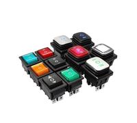 On off on IP67 Sealed Rocker Switch 3 way 6 Pins Heavy Duty DPDT switch Momentary on 30A 250v 12V 220V with lamp IDGTTLDF(No light arrow,BLUE_12V LED)