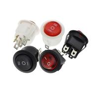 ON/OFF Round Rocker Switch LED Illuminated Car Dashboard Boat Van 12V 24V / 6A 250V / 10A 125V 2/3/4PIN Switch 20MM 5Pcs(3Pin ON-OFF-ON-01)