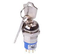 On-On-(On) Momentary 3 Way 19mm Key Switch DP3T 4A APEM LK5JNB126-N3