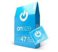 ON ONsize Premium Condoms - 50 Pack, 47mm, 0.07mm Thickness, Sustainable & Vegan, Men's Condoms