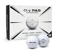 On Par Distance Max Golf Balls - 12 Pack for Enhanced Distance, Control & Accuracy, Ideal Golf Gift for All Swing Speeds with Bold Target Graphic, Premium Golf Accessories, White