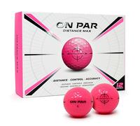 On Par Distance Max Golf Balls - 12 Pack for Enhanced Distance, Control & Accuracy, Ideal Golf Gift for All Swing Speeds with Bold Target Graphic, Premium Golf Accessories, Pink