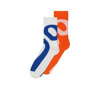 On Running Women's Liquid Logo Sock High 2P - Ivory/Flame - XS-S - White