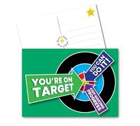 On Target Progress postcards | 50-Pack | A6 | Positive Affirmation cards, Motivational Card for Kids and Adult. Positive School Teacher Thank You Cards, Kindness, Employee Affirmation Motivation