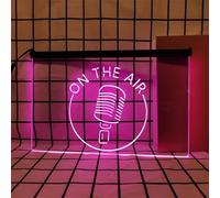 On The Air Neon Sign for Wall Decor, USB Powered Dimmable LED Neon Lights for Radio Recording Live Room Broadcasting Station,Pink,40x30cm