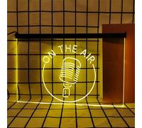On The Air Neon Sign for Wall Decor, USB Powered Dimmable LED Neon Lights for Radio Recording Live Room Broadcasting Station,Yellow,60x40cm