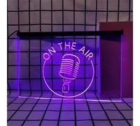 On The Air Neon Sign for Wall Decor, USB Powered Dimmable LED Neon Lights for Radio Recording Live Room Broadcasting Station,Purple,60x40cm