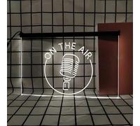 On The Air Neon Sign for Wall Decor, USB Powered Dimmable LED Neon Lights for Radio Recording Live Room Broadcasting Station,White,30x20cm