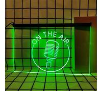 On The Air Neon Sign for Wall Decor, USB Powered Dimmable LED Neon Lights for Radio Recording Live Room Broadcasting Station,Green,40x30cm