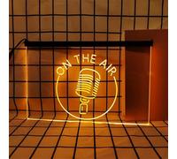 On The Air Neon Sign for Wall Decor, USB Powered Dimmable LED Neon Lights for Radio Recording Live Room Broadcasting Station,Orange,30x20cm