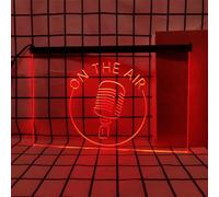 On The Air Neon Sign for Wall Decor, USB Powered Dimmable LED Neon Lights for Radio Recording Live Room Broadcasting Station,Red,60x40cm
