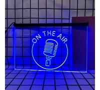 On The Air Neon Sign for Wall Decor, USB Powered Dimmable LED Neon Lights for Radio Recording Live Room Broadcasting Station,Blue,40x30cm