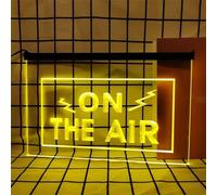 On The Air Neon Sign for Wall Decor, USB Powered Dimmable LED Neon Lights for Radio Recording Streaming Broadcast Live Room,Yellow,40x30cm