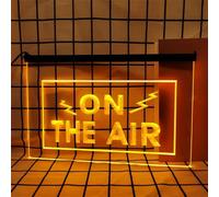 On The Air Neon Sign for Wall Decor, USB Powered Dimmable LED Neon Lights for Radio Recording Streaming Broadcast Live Room,Orange,60x40cm
