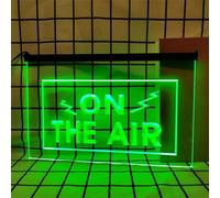 On The Air Neon Sign for Wall Decor, USB Powered Dimmable LED Neon Lights for Radio Recording Streaming Broadcast Live Room,Green,40x30cm