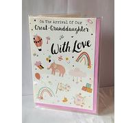 On The Arrival Of Our Great-Granddaughter With Love Baby Girl New Baby Born Birth Card From The Great-Grandparents Multi Pictures/Gold Words(PH50280A)