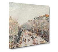 On The Boulevards by Camille Pissarro Canvas Print | Gallery Wrapped 30mm Frame Wall Art | 14x14 inches | Ready to Hang | Modern Picture | Living Room Bedroom Lounge Office