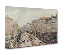 On The Boulevards By Camille Pissarro Canvas Print | Gallery Wrapped 30mm Frame Wall Art | 30x20 inches | Ready to Hang | Impressionist Picture | Living Room Bedroom Lounge Office