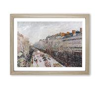 On The Boulevards By Camille Pissarro Classic Painting Framed Print | A4 Oak Framed Wall Art | Ready to Hang | Classic Historical Picture | Living Room Bedroom Lounge Office