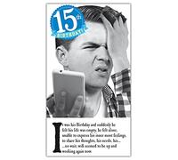 On The Ceiling Funny 15th Birthday Card For Him, Humorous Birthday Card Age 15 Boy, … No Wait, Wifi Seemed to be up and Working…., 130x235mm, Black & White
