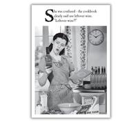On The Ceiling, Funny Birthday Card for Her, Friend Birthday Card She was Confused - The Cookbook Clearly Said Use Leftover Wine!..., Black & White