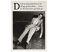 On the Ceiling Humorous Birthday Card for Him, "David was Determined not to Let Old Age Get him Down!..., Male Birthday Card, Black & White