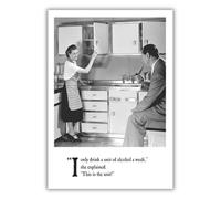 on the Ceiling Open Birthday Card Woman Showing Kitchen Unit, 5 x 7 inches inches