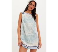 On The Dot Mini Dress at Free People in Cornflower Combo, Size: Small - female