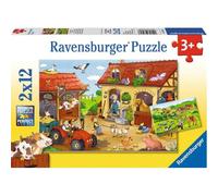 Ravensburger Working On The Farm - Jigsaw Puzzles for Kids Age 3 Years Up - Toddler Toys - 2x 12 Pieces - Animals