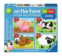 Ravensburger My First Puzzle - 4 Chunky Jigsaw Puzzles for Toddlers - Sturdy 2-4 Piece Puzzles for Ages 18 Months and Up - Early Learning Toy for Shape & Motor Skill Development