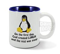 On The First Day God Created Linux and The Rest was Easy, Linux Engineer, IT Programmer, Birthday Gift idea, Blue Mug, Cup