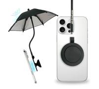 On The Grip Magnetic Umbrella Sunshade Phone Grip & Stand - Elegant Magsafe Compatible Phone Holder for Secure Grip and Hands-Free Viewing (Black)