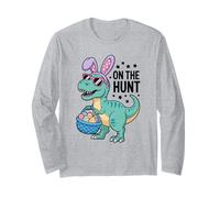 On The Hunt Funny T Rex Easter Bunny Dinosaur Boys Kids Long Sleeve T-Shirt