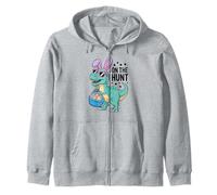 On The Hunt Funny T Rex Easter Bunny Dinosaur Boys Kids Zip Hoodie