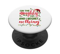 On The List of Naughty and I Regret Nothing Funny Christmas PopSockets Adhesive PopGrip
