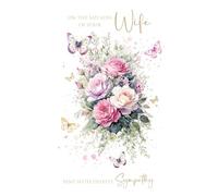 On the Loss of Wife traditional Sympathy Card Gorgeous Flowers and Butterflies with heartfelt Comforting Verse complete with envelope